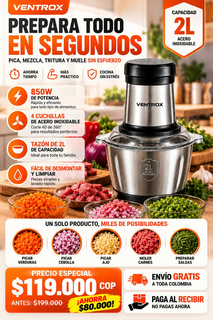 Picador de alimentos eléctrico 2l