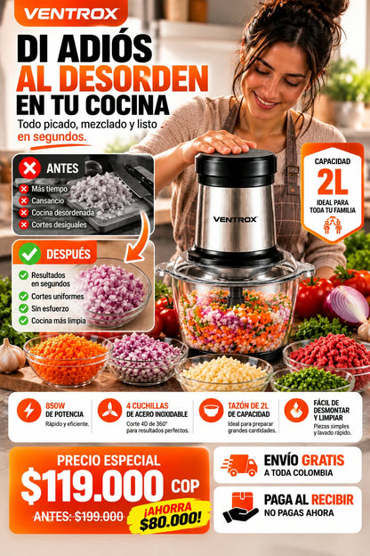 Picador de alimentos eléctrico 2l